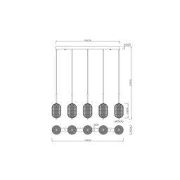 Luminosa Lighting Luminosa Kurius Bar Pendant Ceiling Light Matt Black 5X Led 3000-4500K - thumbnail 8