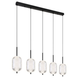 Luminosa Lighting Luminosa Kurius Bar Pendant Ceiling Light Matt Black 5X Led 3000-4500K