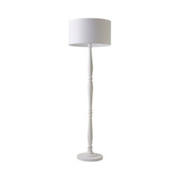 Valuelights Victoria Traditional White Wood Candlestick Floor Lamp With White Drum Shade - thumbnail 7