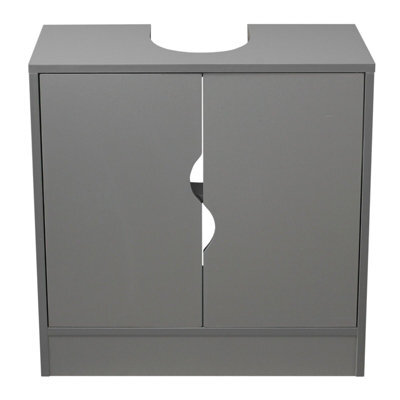 Urbn-Living Urbnliving Height 60Cm Flaminio Partial Pedestal Bathroom Sink Colour Grey Cabinet Under Cupboard Storage Furniture - image 1