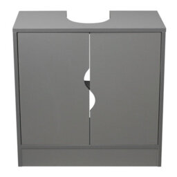 Urbn-Living Urbnliving Height 60Cm Flaminio Partial Pedestal Bathroom Sink Colour Grey Cabinet Under Cupboard Storage Furniture - thumbnail 1