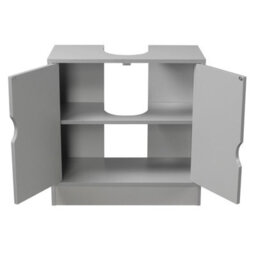 Urbn-Living Urbnliving Height 60Cm Flaminio Partial Pedestal Bathroom Sink Colour Grey Cabinet Under Cupboard Storage Furniture - thumbnail 4