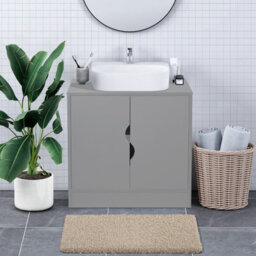 Urbn-Living Urbnliving Height 60Cm Flaminio Partial Pedestal Bathroom Sink Colour Grey Cabinet Under Cupboard Storage Furniture - thumbnail 2