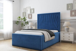 "Sloomy Somerset Navy Plush Deep-Sided Bed Frame With 50"" Upholstered Headboard 6' Super King" - thumbnail 2