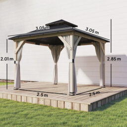 Outsunny 3 X 3 M Hardtop Gazebo, Double Roof Garden Gazebo, Light Grey - thumbnail 3