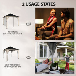 Outsunny 3 X 3 M Hardtop Gazebo, Double Roof Garden Gazebo, Light Grey - thumbnail 5