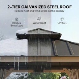 Outsunny 3 X 3 M Hardtop Gazebo, Double Roof Garden Gazebo, Light Grey - thumbnail 4