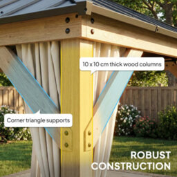 Outsunny 3 X 3 M Hardtop Gazebo, Double Roof Garden Gazebo, Light Grey - thumbnail 6