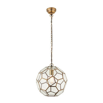Luminosa Lighting Luminosa Miele 1 Light Spherical Ceiling Pendant Antique Brass, Glass, E27