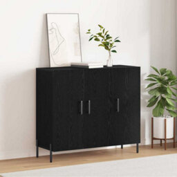Berkfield Black Oak Sideboard 90X34X80 Cm Made Of Engineered Wood - thumbnail 4
