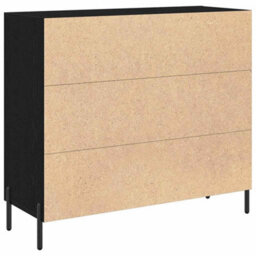 Berkfield Black Oak Sideboard 90X34X80 Cm Made Of Engineered Wood - thumbnail 5