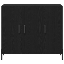 Berkfield Black Oak Sideboard 90X34X80 Cm Made Of Engineered Wood - thumbnail 6