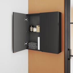 GoodHome Imandra Matt Black Bathroom Double Wall Cabinet (H)60Cm (W)60Cm - thumbnail 4