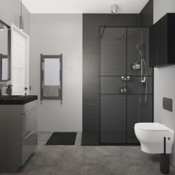 GoodHome Imandra Matt Black Bathroom Double Wall Cabinet (H)60Cm (W)60Cm - thumbnail 5