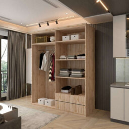 Sliding Wardrobes 4 u LTD Modern Mexico Sliding Wardrobe With Led & Trim Design Oak 150Cm - thumbnail 2