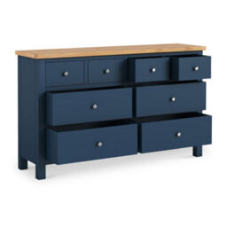 Farro Navy Xl 8 Drawer Chest Fully Assembled - Painted With Oak Top By Roseland Furniture - thumbnail 5