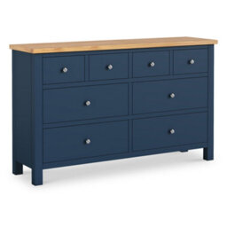 Farro Navy Xl 8 Drawer Chest Fully Assembled - Painted With Oak Top By Roseland Furniture