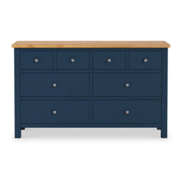 Farro Navy Xl 8 Drawer Chest Fully Assembled - Painted With Oak Top By Roseland Furniture - thumbnail 4