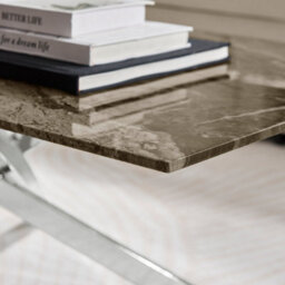 Furniturebox Leonardo Coffee Table - Rectangle Brown/grey Marble Glass & Silver - Glass Coffee Table - Grey Coffee Table - thumbnail 4