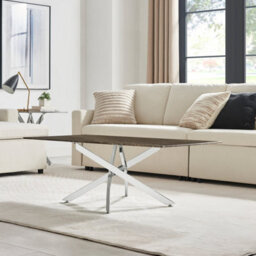 Furniturebox Leonardo Coffee Table - Rectangle Brown/grey Marble Glass & Silver - Glass Coffee Table - Grey Coffee Table - thumbnail 3