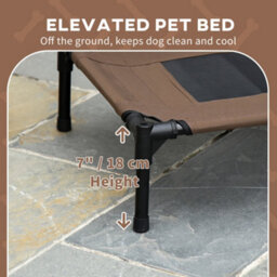 Pawhut 61 Cm Elevated Dog Bed Cooling Raised Pet Cot Uv Protection Canopy Brown - thumbnail 7
