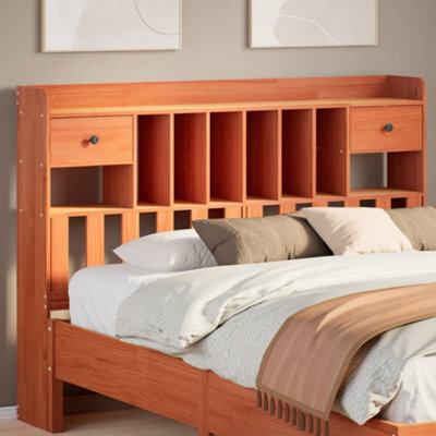 Berkfield Headboard With Storage Wax Brown 160 Cm Solid Wood Pine - image 1