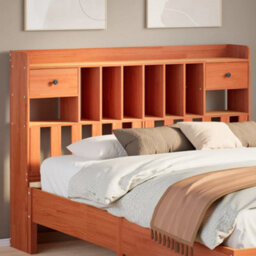 Berkfield Headboard With Storage Wax Brown 160 Cm Solid Wood Pine - thumbnail 1