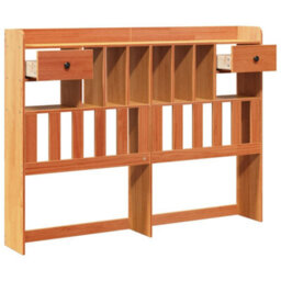 Berkfield Headboard With Storage Wax Brown 160 Cm Solid Wood Pine - thumbnail 4