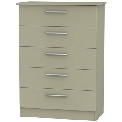 Trent 5 Drawer Chest Of Drawers In Mushroom & Mushroom Matt (Ready Assembled) - image 1