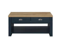 Birlea Highgate 2 Drawer Coffee Table Navy Blue & Oak - thumbnail 5