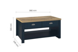 Birlea Highgate 2 Drawer Coffee Table Navy Blue & Oak - thumbnail 8