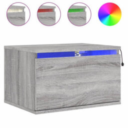 Berkfield Wall-Mounted Bedside Cabinets With Led Lights 2 Pcs Grey Sonoma - thumbnail 5