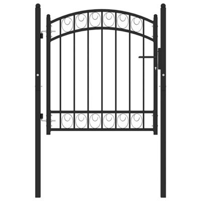 Berkfield Elegant Fence Gate With Arched Top Steel 100X100 Cm Black - image 1