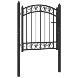 Berkfield Elegant Fence Gate With Arched Top Steel 100X100 Cm Black - thumbnail 2