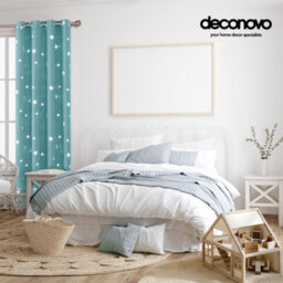 Deconovo Thermal Blackout Eyelet Curtains, Silver Star Foil Printed Room Darkening Curtains, W52 X L72 Inch, Sky Blue, 2 Panels - thumbnail 3