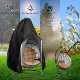 Cover For Hanging Rattan Garden Chair, Waterproof And Dustproof Protection Egg 190 X 115 Cm, Black - thumbnail 3
