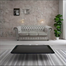 Chesterfield Handmade 3 Seater Sofa Perla Oyster Grey Velvet Fabric In Classic Style - thumbnail 2