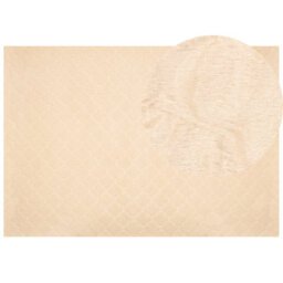 Beliani Faux Fur Rug Gharo Beige 160 X 230 Cm - thumbnail 1
