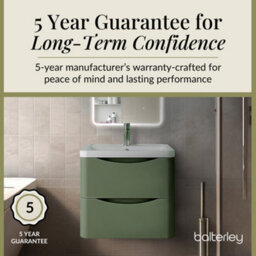 Balterley Dunwood Wall Hung 2 Drawer Bathroom Vanity Unit & Polymarble Basin, Satin Green, 550mm - thumbnail 4