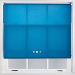 Furnished Trimmable Roller Blind With Triple Square Eyelets And Metal Fittings - Teal Daylight Shade (W)90Cm X (L)210Cm