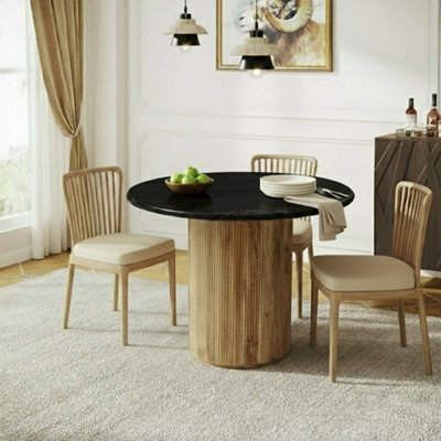 Luxor Round Marble Top With Pedestal Leg Dining Table 100Cm - image 1