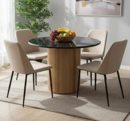 Luxor Round Marble Top With Pedestal Leg Dining Table 100Cm - thumbnail 7