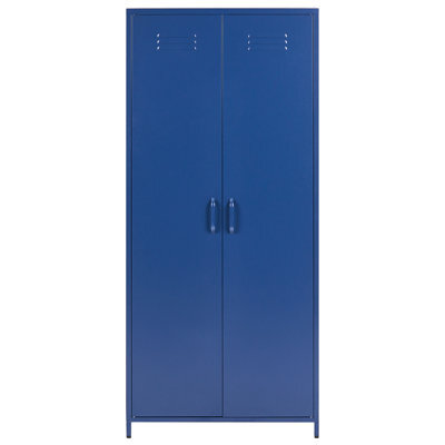 Wyld And Coco Urbannest Navy Blue Steel Storage Cabinet 2 Doors 4 Adjustable Shelves - Tall Wardrobe - image 1