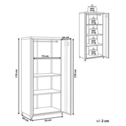 Wyld And Coco Urbannest Navy Blue Steel Storage Cabinet 2 Doors 4 Adjustable Shelves - Tall Wardrobe - thumbnail 4