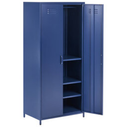 Wyld And Coco Urbannest Navy Blue Steel Storage Cabinet 2 Doors 4 Adjustable Shelves - Tall Wardrobe - thumbnail 5