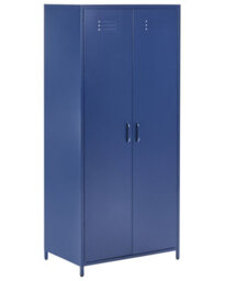 Wyld And Coco Urbannest Navy Blue Steel Storage Cabinet 2 Doors 4 Adjustable Shelves - Tall Wardrobe - thumbnail 3
