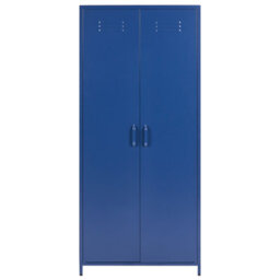 Wyld And Coco Urbannest Navy Blue Steel Storage Cabinet 2 Doors 4 Adjustable Shelves - Tall Wardrobe - thumbnail 1