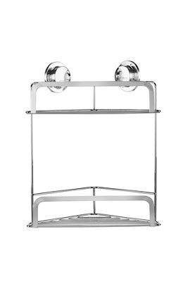 Croydex Stick'n'lock 2 Tier Chrome Effect Steel Shower Caddy (W)26Cm - image 1