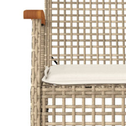 Berkfield 3 Piece Garden Dining Set With Cushions Beige Poly Rattan - thumbnail 5