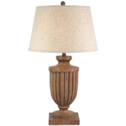 Hill Interiors Tassora Table Lamp With Edged Linen Shade - Resin - L45 X W45 X H75 Cm - Brown - thumbnail 1